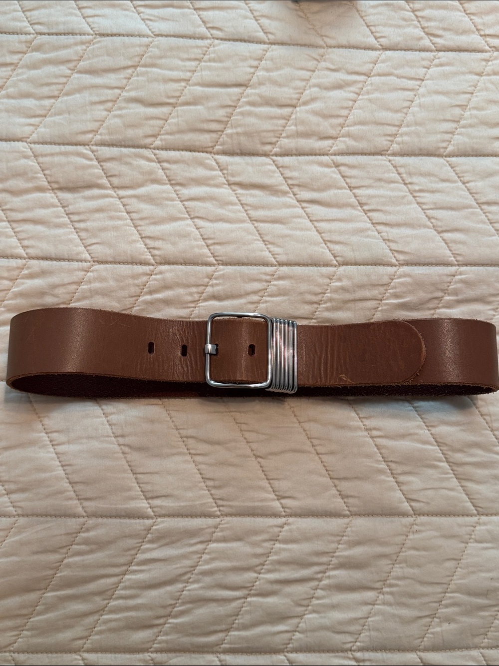 Brown Leather Belt with Silver Buckle